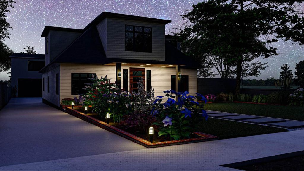 Контурная подсветка клумб