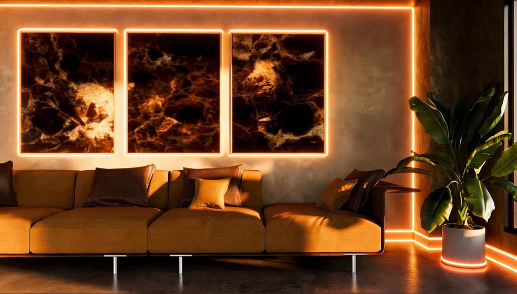 Неоновые акценты в интерьере