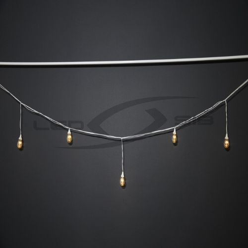 ламполайт ls 10 метров, 20 ламп g45 0,3 w, белый каучук 3,3 мм ip 65 Ламполайт LS 10 метров, 20 ламп G45 0,3 W, белый каучук 3,3 мм IP 65