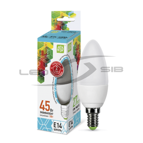 лампа сд led-свеча-standard  5.0w 230v е14 450lm Лампа сд LED-СВЕЧА-standard  5.0W 230V Е14 450Lm