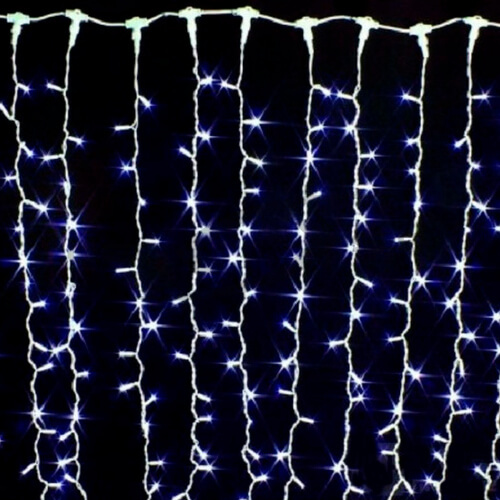 Дождь светодиодный LS 2х2м, 180 LED,  220V, белый каучук провод 3,3 мм IP 65,Т-коннект (без провода)