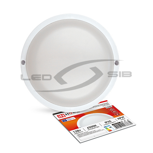 Светильник сд. герметичный СПП-А-КРУГ 12W 6500К 960Lm  IP65 с оптико-акустическим датчиком IN HOME