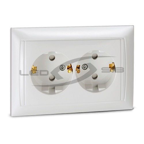 Розетка 2ая с з/к со штр VALENZO белая 6128х