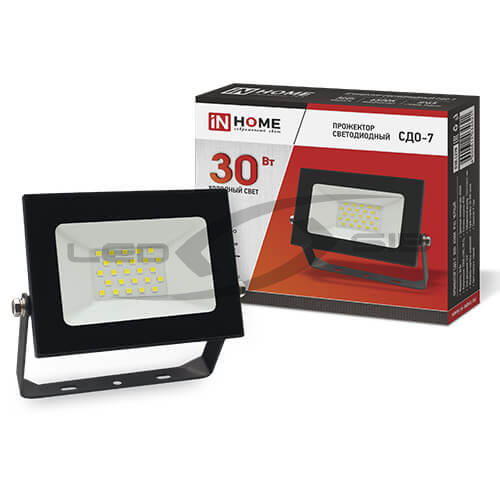 Прожектор сд СДО-7- 30 черный 6500К IP65 IN HOME