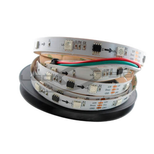 Светодиодная лента LS SMD 5050-150 RGB SPI-12V с чипом IC 2811 MAX 7,2W/m IP33"Бегущий огонь"