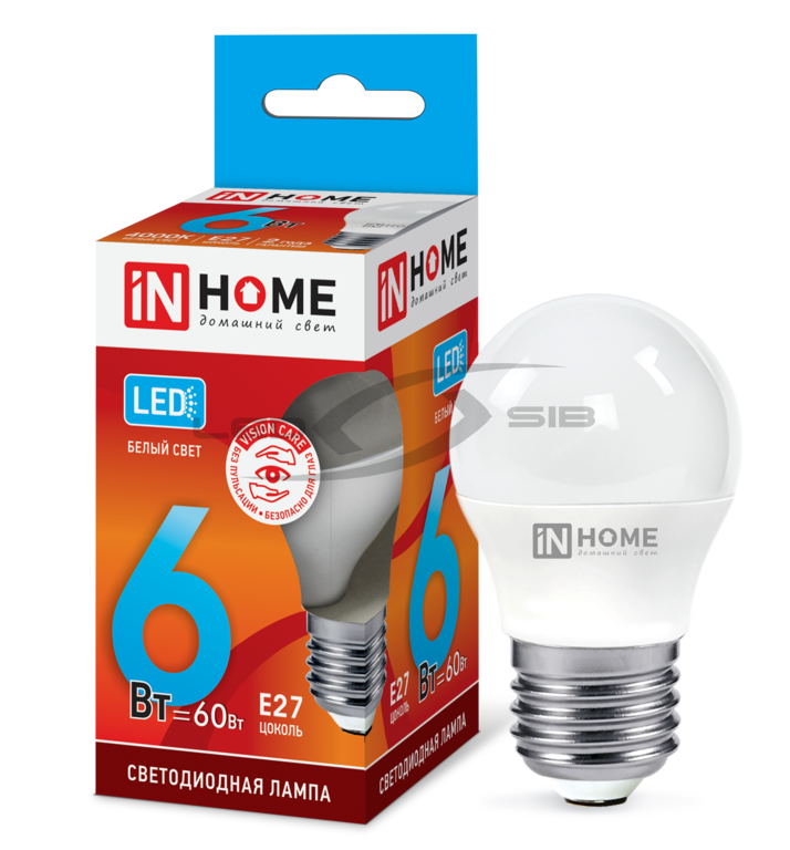 Лампа сд LED-ШАР-VC 6W 230V E27 480Lm IN HOME