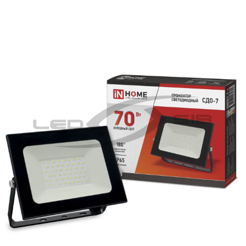 Прожектор сд СДО-7- 70 черный 6500К IP65 IN HOME