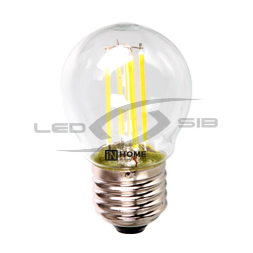 лампа светодиодная led-шар-deco 5w 230v e27 450lm прозрачная in home Лампа светодиодная LED-ШАР-deco 5W 230V E27 450Lm прозрачная IN HOME