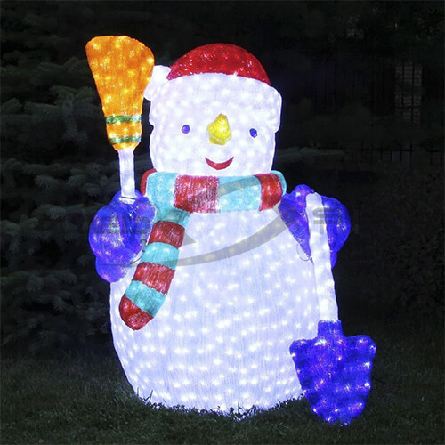 Светодиодная фигура «Снеговик» LS на металлическом каркасе высота 1,2 м